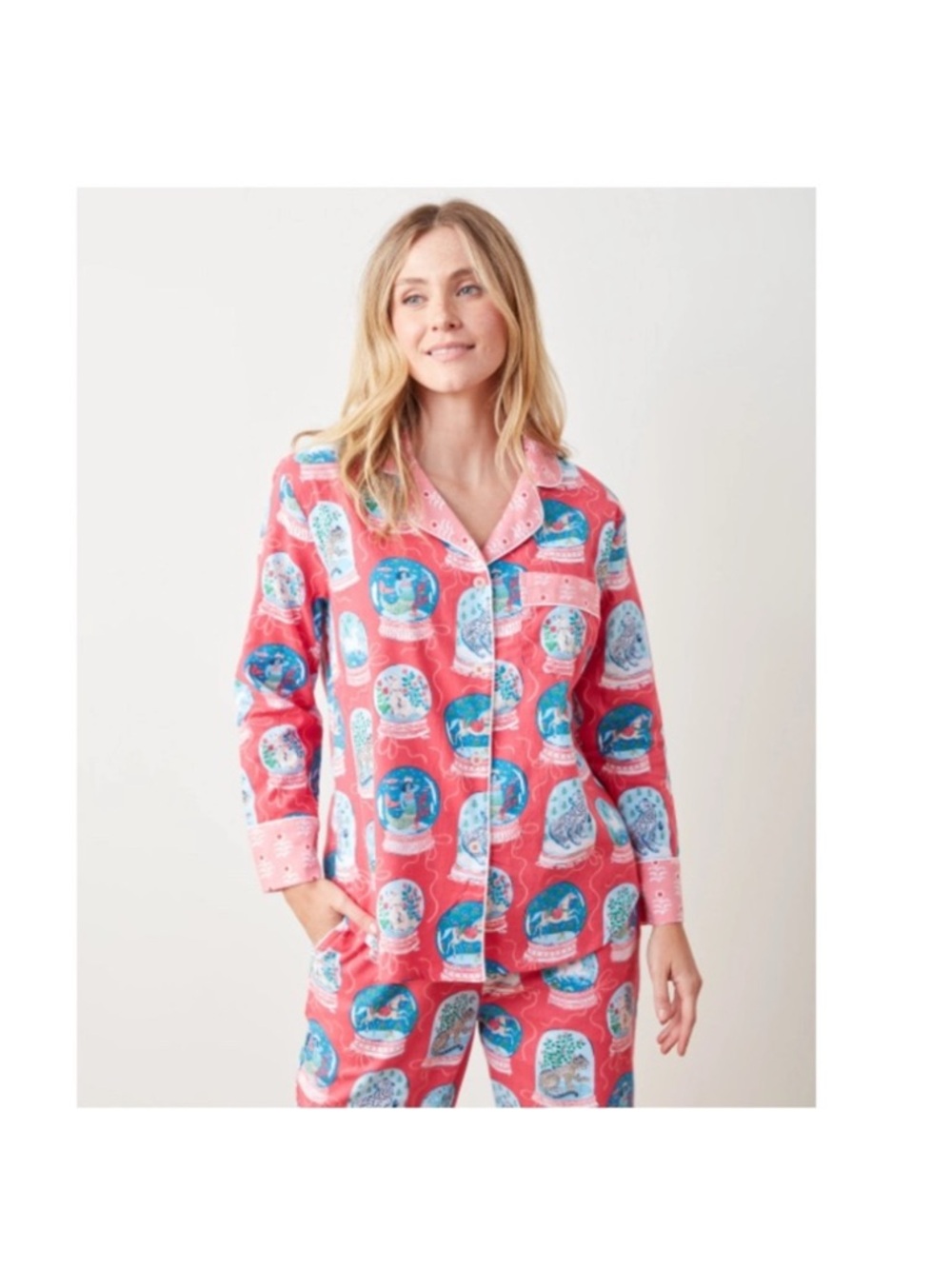 Printfresh Pajama Set Snow Globe Magic Pink size Small 100% Organic Cotton